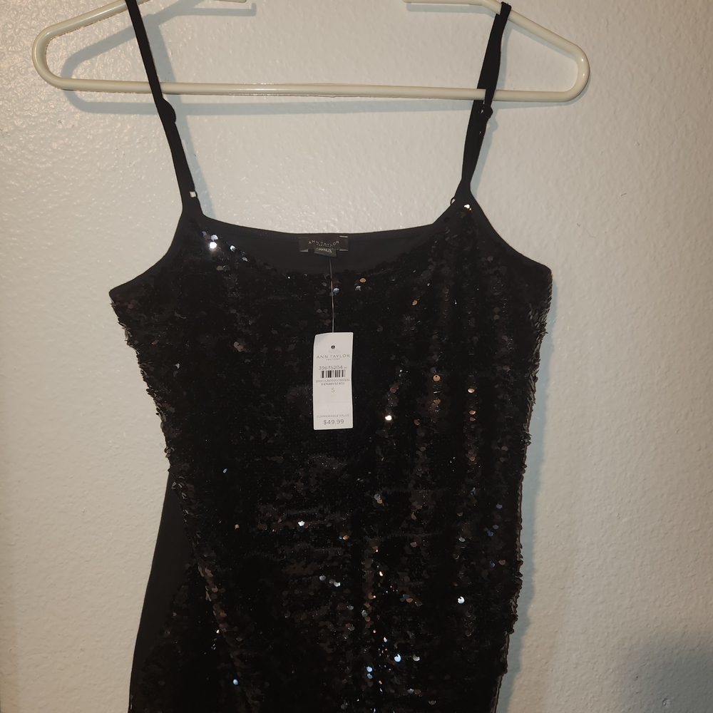 Ann Taylor Black Sequin Top